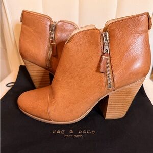 Rag & Bone Margot Cognac Tan Brown Leather Ankle Booties size EU 38.5